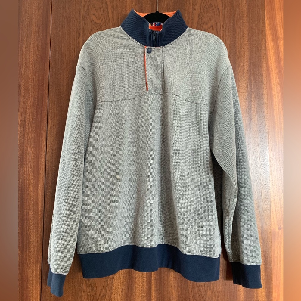 Orvis Men's Zip-Up Sweater in Gray and Navy